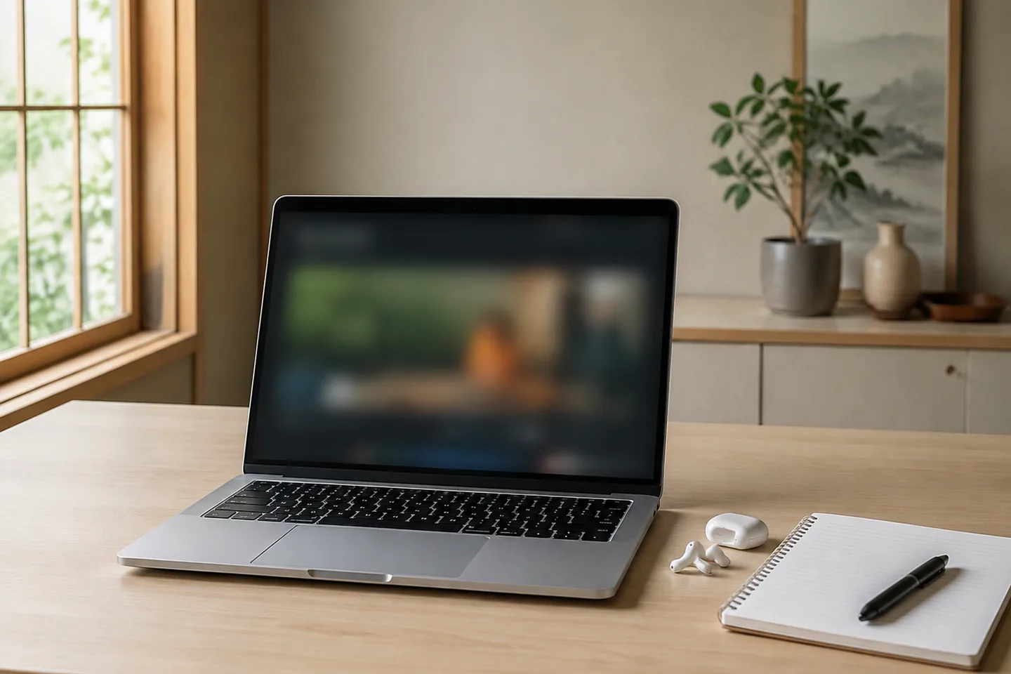 AIを使って制作したコンテンツをPCで確認している様子